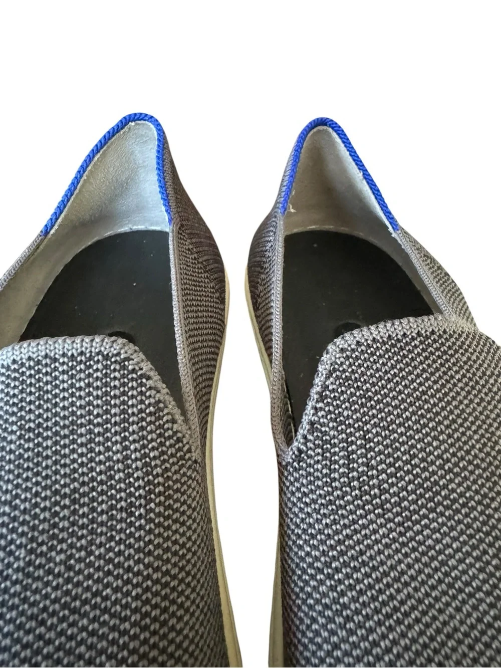 Rothy’s The Loafer Gray Knit Slip On Flats Blue Trim Women’s Size 7